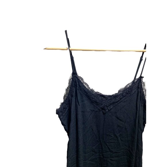 Express Y2K Lace Trim Slip Dress Black Size L Minimalist Fairy Whimsigoth Boho - Picture 6 of 12